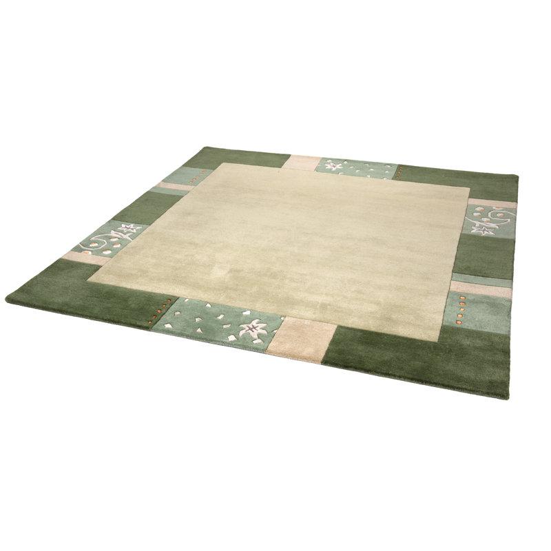 Royal Ganges Handmade Wool Rug in Green, Square 200cm