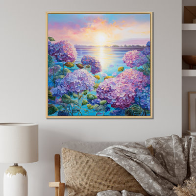 «Hortensia mauve par The Late», reproduction sur toile