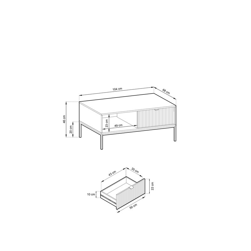 Ivonna Four Leg Coffee Table with Storage