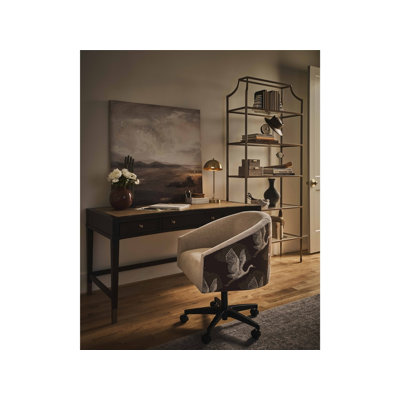 Fenwick 58" Wide Luminance Nehir Caribou Finish Dusty Bronze Accent Desk