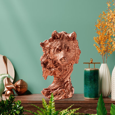 Hand-Painted Decorative Object, Copper Color, 7.5 x 11.8 x 7.1 inches | 100% Polyester, Lightweight at 2.5 lbs | Unique Home Décor Accent for Living Room & Office, Distinctive Color Variations for Personalized Style