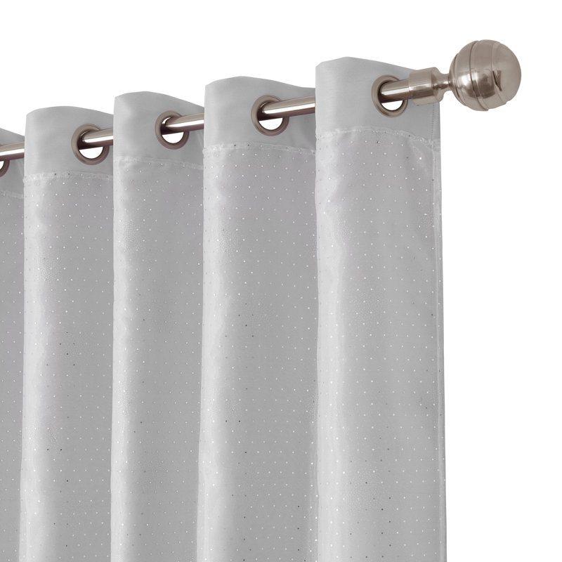 Pearl Gray Faux Silk Blackout Grommet Curtain Panel for Kids
