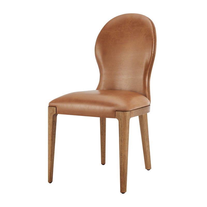 Caidyn Upholstered Dining Side Chair, Faux Leather Brown