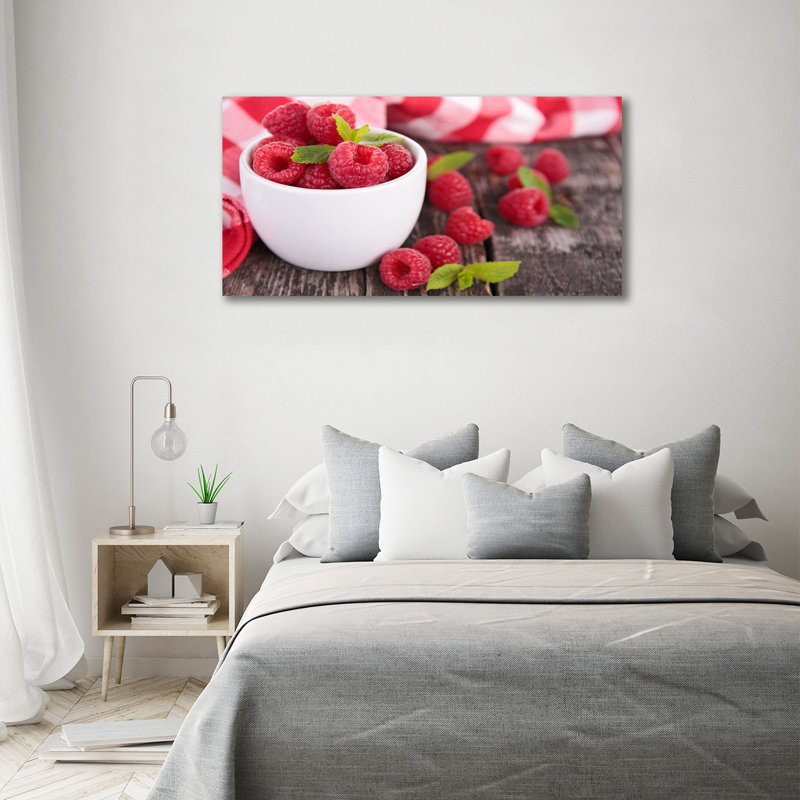Raspberries In A Bowl - No Frame Print on Canvas