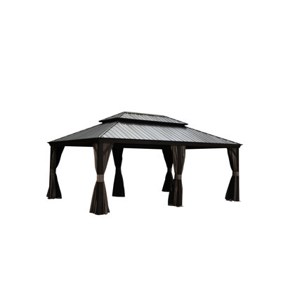 Pavillon de jardin 14 pi x 20 pi avec structure en aluminium et filet de protection en acier galvanisé