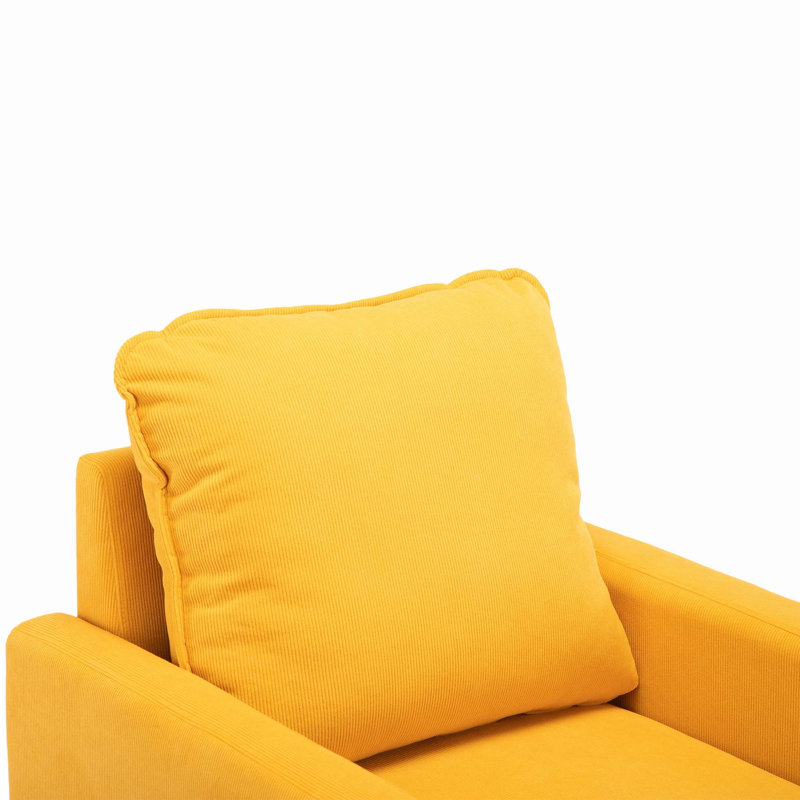 Fauteuil d'appoint pivotant rond Shetter, Velours musqué jaune