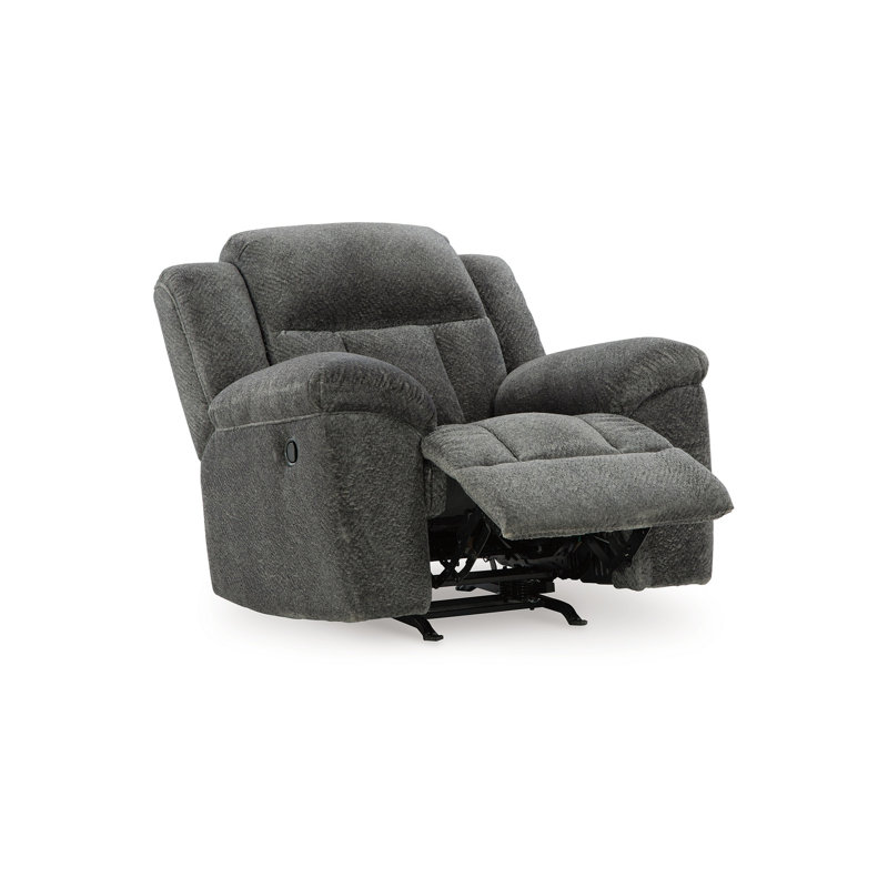 Fauteuil inclinable manuel berçant Briar, polyester, accoudoirs coussinés, Gris