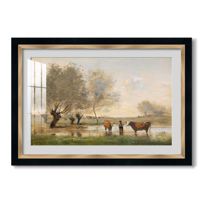 Vaches dans un paysage marécageux, vers 1873-1874 - Jean-Baptiste Camille Corot - Estampe encadrée sur mesure
