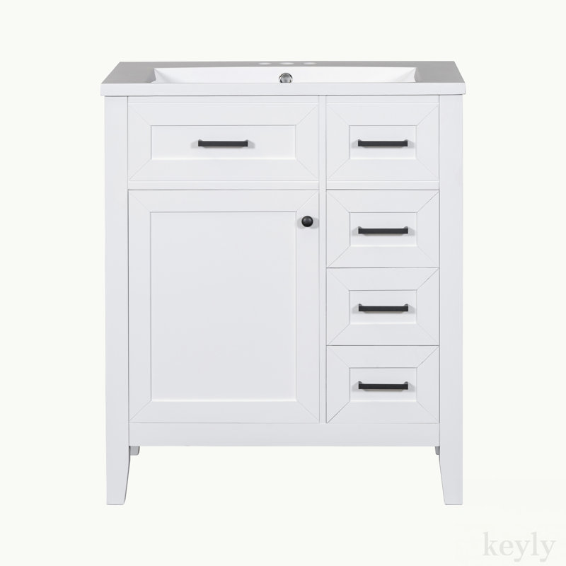 Meuble-lavabo simple 30 po avec plateau Phileas, Blanc