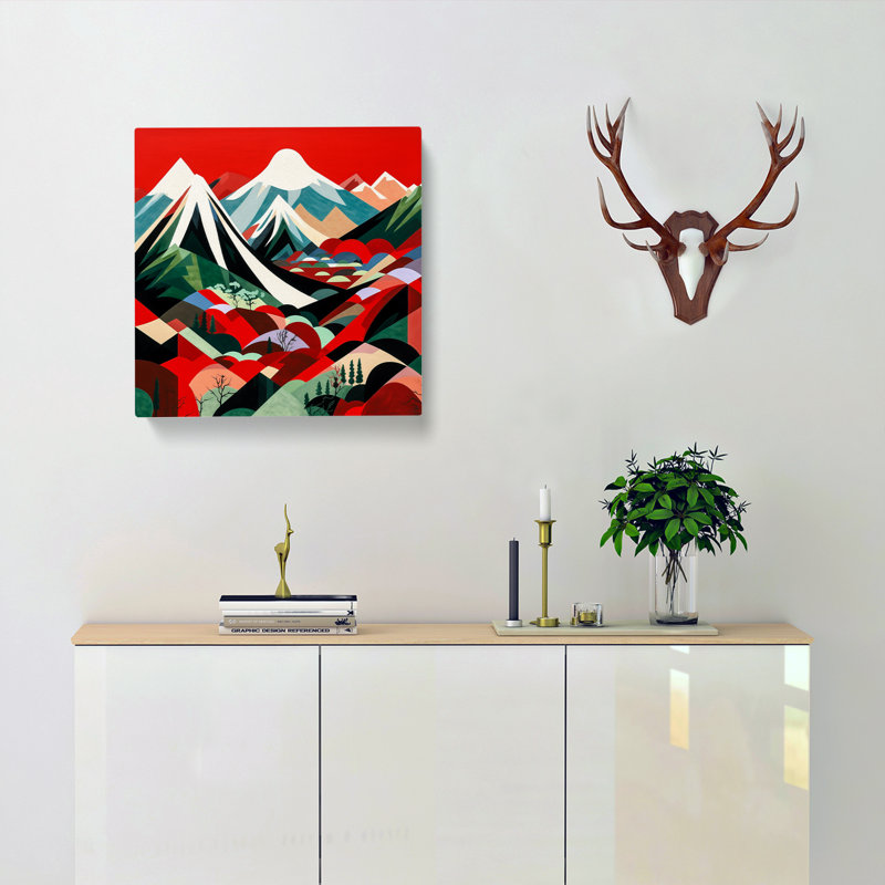 Japanese Mountains Constructivism No.5 - Wrapped Canvas, 35cm H x 35cm W x 3cm D