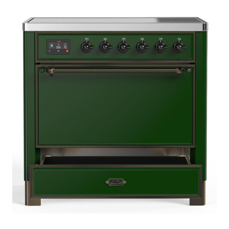 Majestic III Series 36 Inch Induction Range with 6 Induction Elements in Matte Graphite (Chrome Trim), Burnished