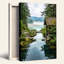 Art mural sur toile Misty Mountains Stream and Wooden Well-133548255