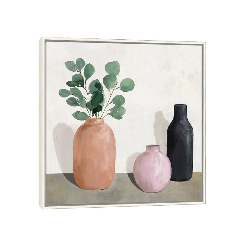 Trois vases - reproduction d'art murale - toile encadrée, H 26 po x l 26 po, Toile à cadre flottant sans passe-partout