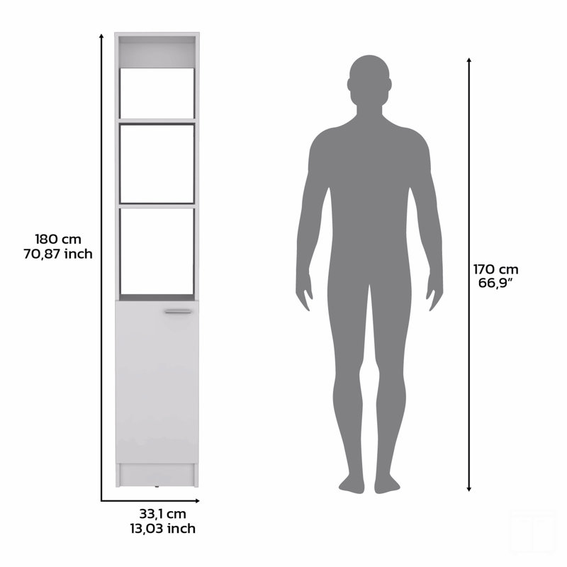 Armoire, 1 porte, 6 tablettes, H 70,87 po x l 23,5 po x P 10,43 po, Blanc