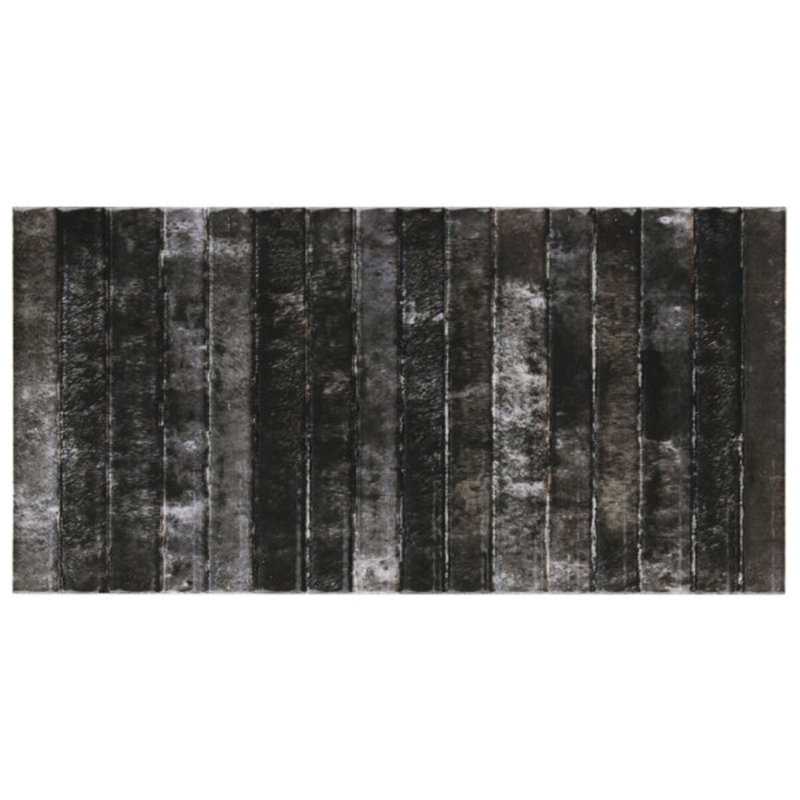 Curve Fluted 6X12 3D Glossy Ceramic Tile, Black