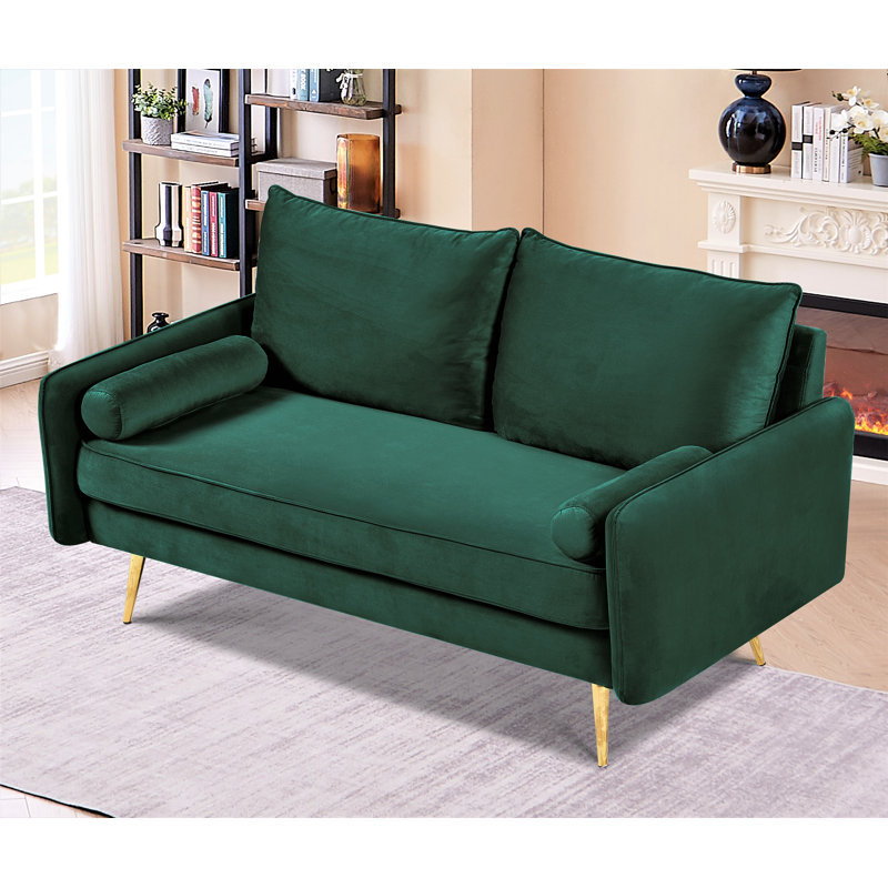 Canapé 2 places en velours Modern, Polyester vert