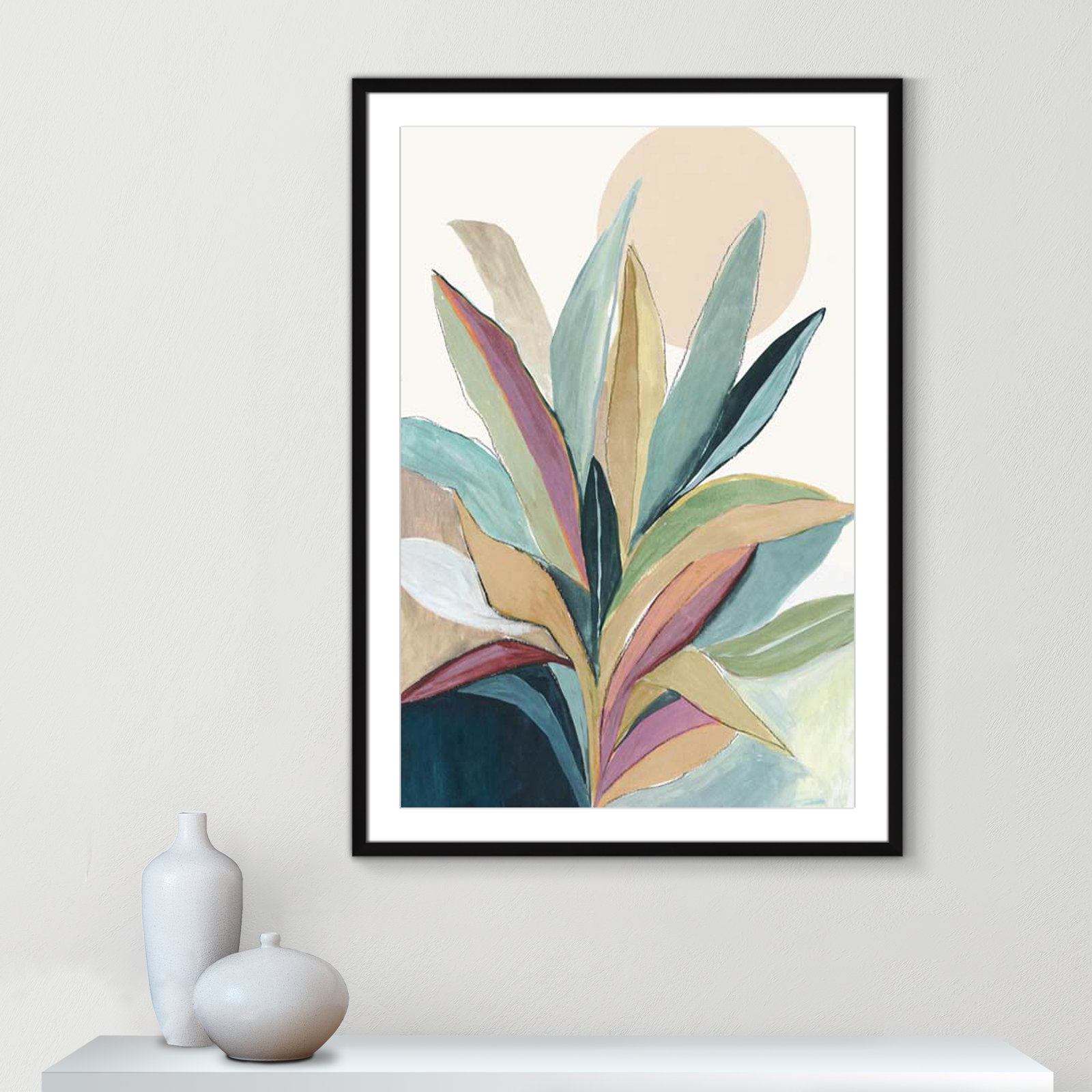 Sherbrooke Sunny Bright Leaves I by Asia Jensen Print, Black Single Picture Frame, Yes, 41.5" H x 29.5" W x 1.25" D