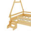 Lit plateforme double avec escalier, structure de lit simple en bois massif, profil bas et design amusant enfantin, naturel-129865051