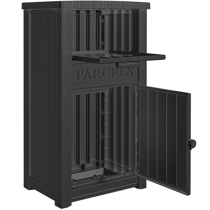 Boîte de dépôt en résine, boîte de livraison verrouillable et boîte de rangement extérieure, Noir