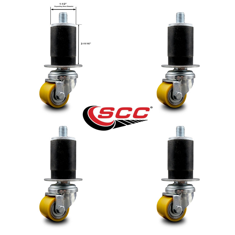 Ensemble de roulettes extensibles sur roulettes à profil bas en polyuréthane à profil bas de 35 mm de 1-1 / 2 po / 4 / SCC-EX04S13810-PUB-112-4