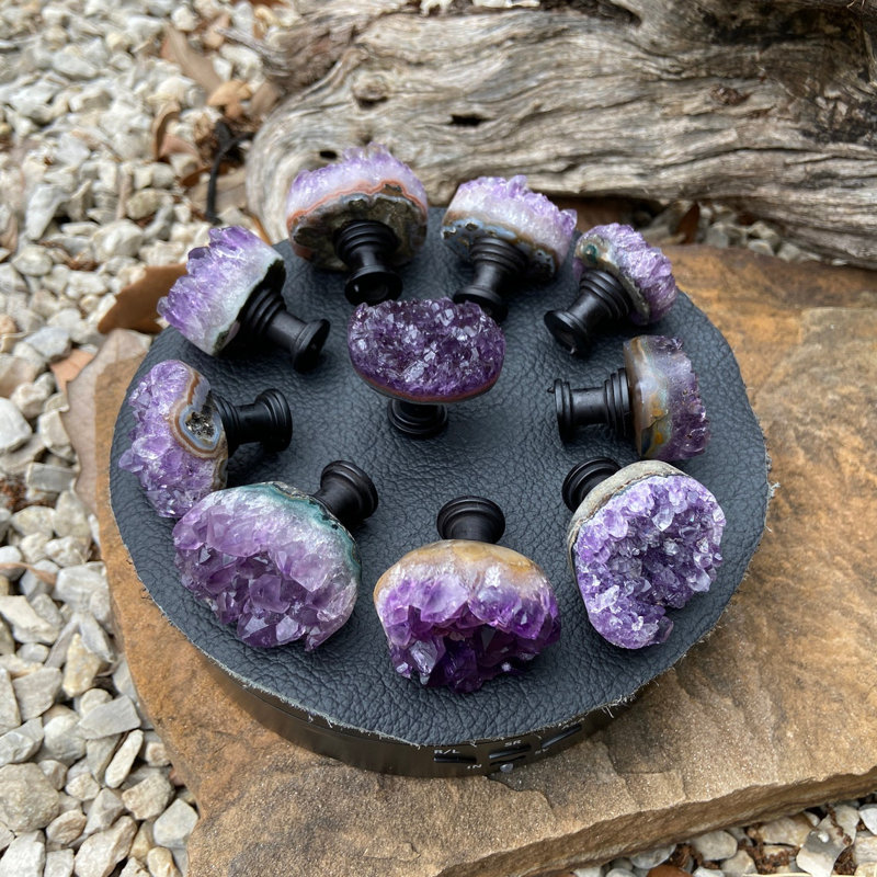 2" Amethyst Novelty Knob, Black/Purple