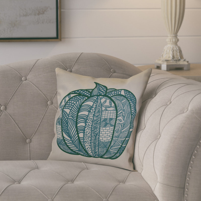 Flipping For Fall Reversible Throw Pillow, 16" H x 16" W x 2" D, Teal