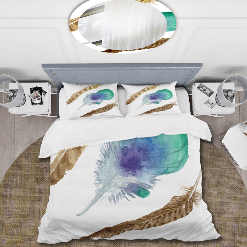 Ensemble de housse de couette oiseau plume d'aile isolée - bohémien et éclectique - polyester microfibre
