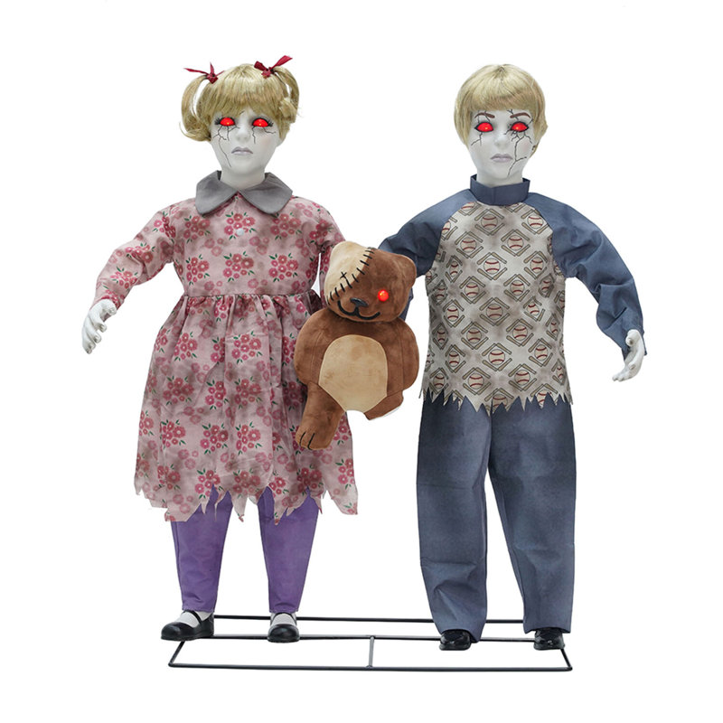 Haunted Hill Farm 3 pi Apocalypse Twins Halloween avec mouvement et yeux rouges
