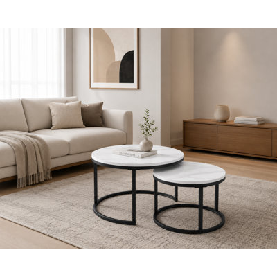2-Piece Round Nesting Coffee Table Set