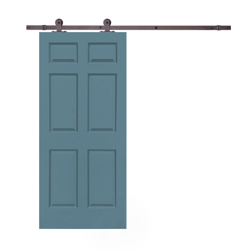 Dignity Blue MDF Bi-Fold Barn Door with Black Hardware, 30" x 80"