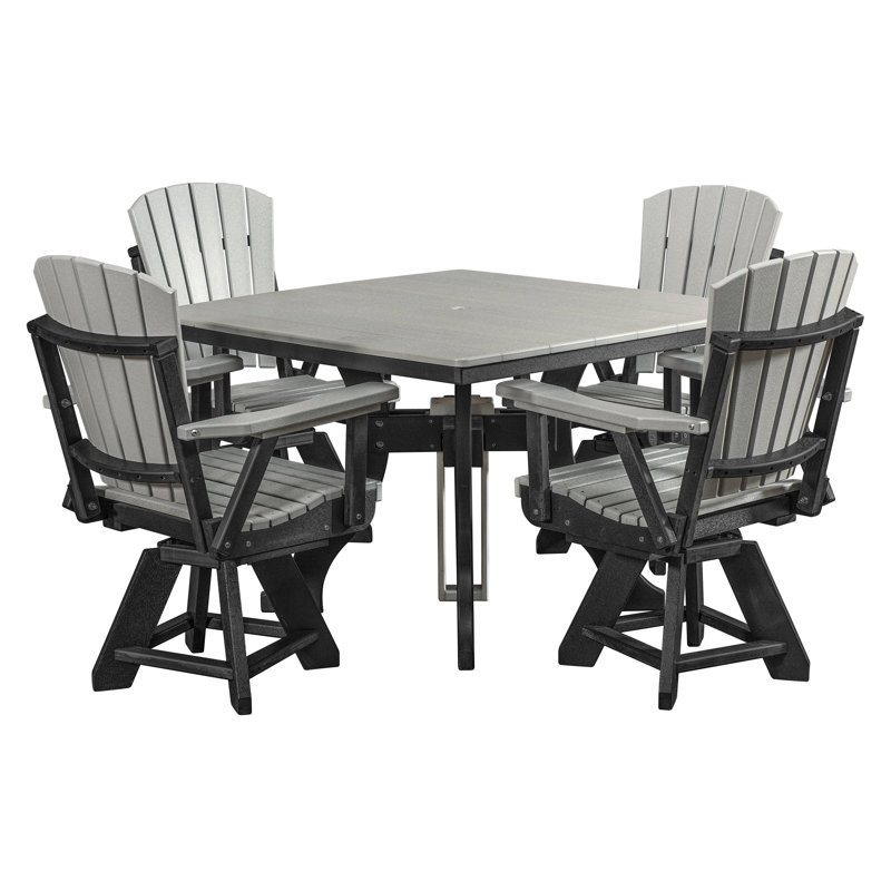 Alyxzander 4 - Person Patio Dining Set with Square Table, Black/Gray