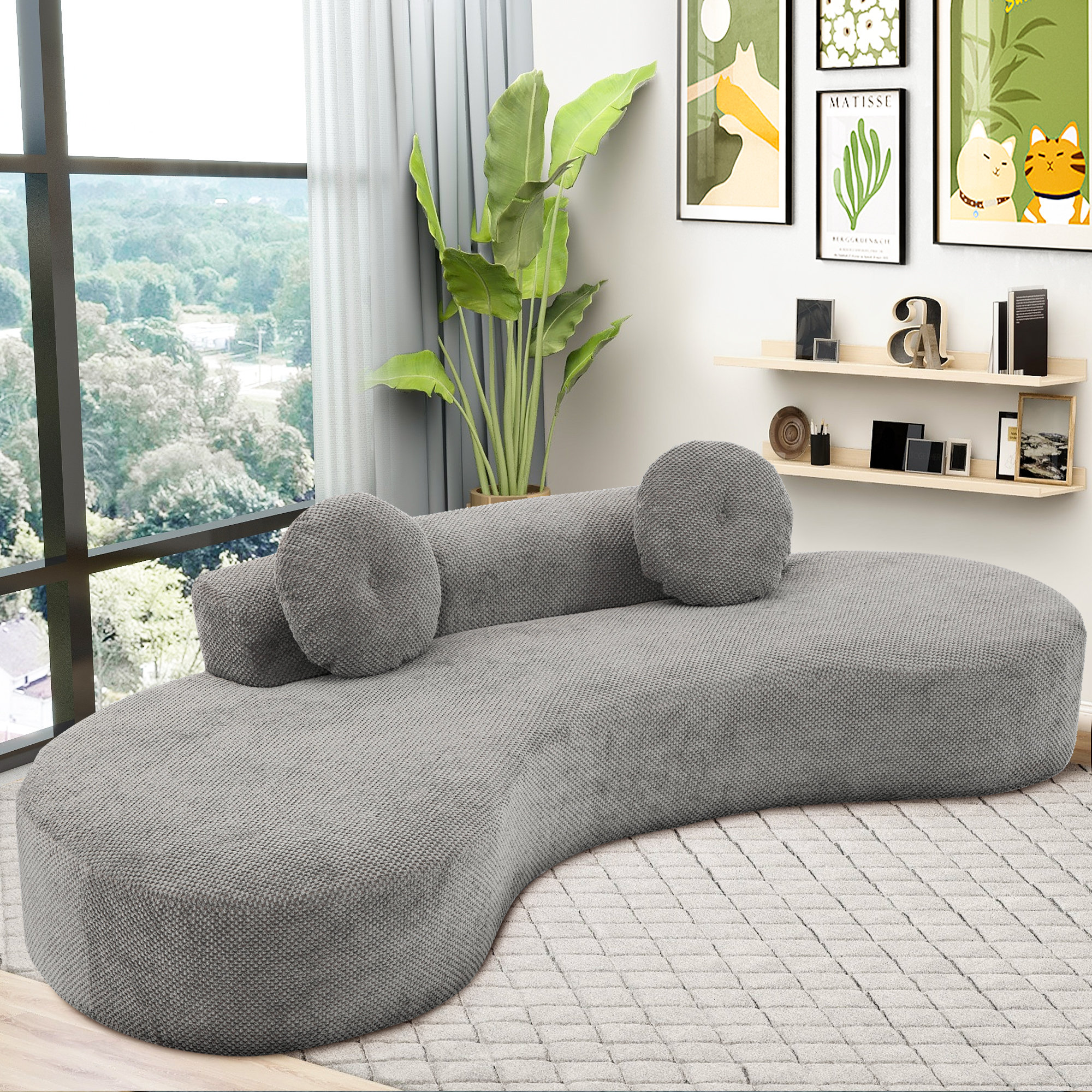 Ivy Bronx Modernist Sofa, 3 Sofas, 2 Pillows, No Assembly Required ...