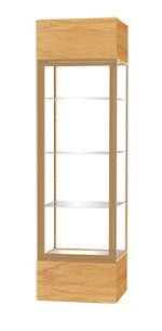 Keepsake Series 80'' H x 24'' W Metal Display Cases, Glass, Natural Oak, Dark Bronze