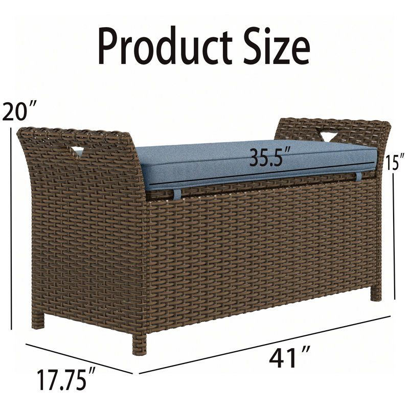 TONWIN 352 Gallons Steel Storage Bench, Blue, 20" H x 41" W x 17.75" D