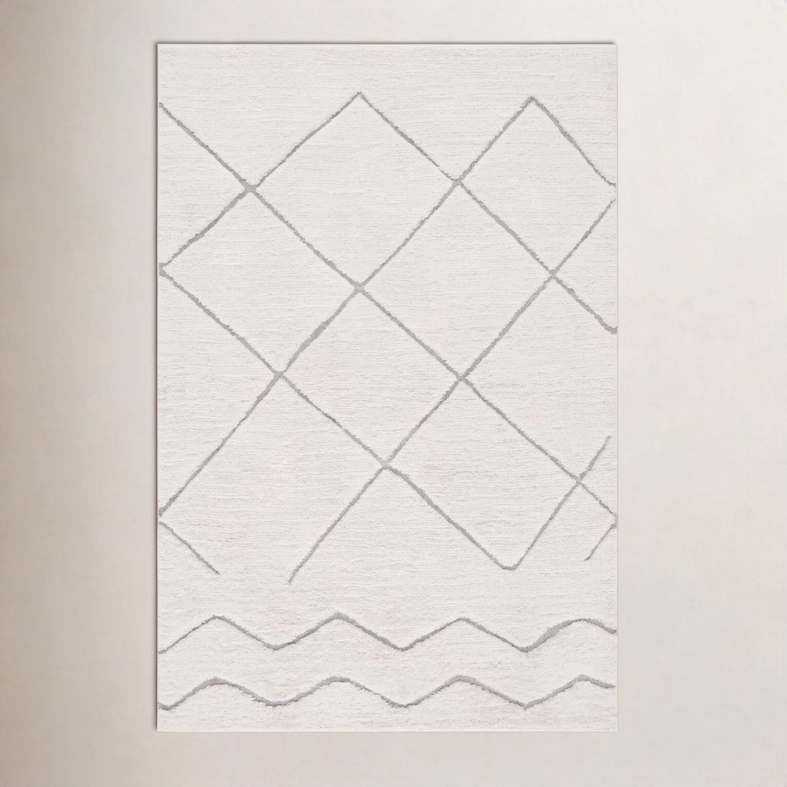 Henrie Ivory Gray Hand-Woven Geometric Rug, Rectangle 6' x 9'