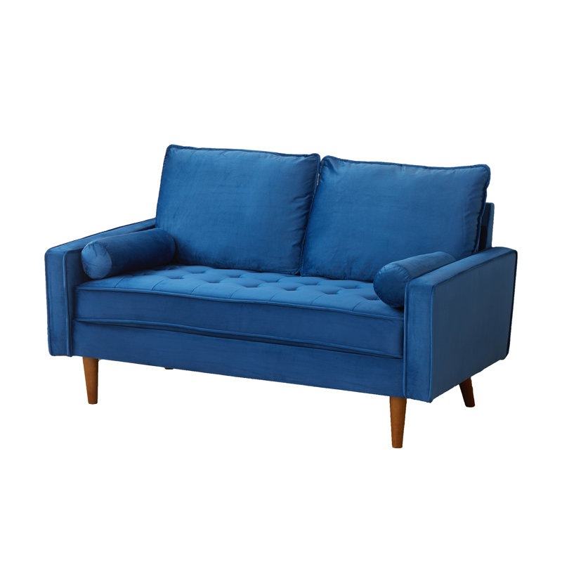 Marsai Upholstered 59'' Loveseat, Navy Blue Velvet