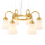 Lustre moderne doré à 6 lumières avec abat-jour en céramique pétale, hauteur réglable de 13,78 po à 86,61 po pour plafonds inclinés / voûtés, homologué ETL