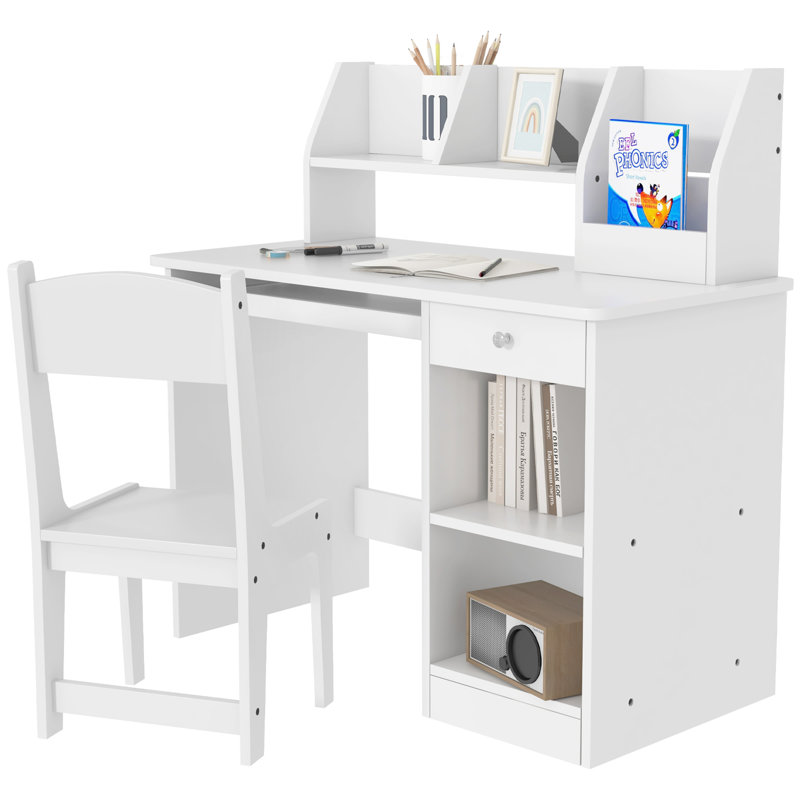 Ensemble de bureau et de chaises pour enfants de 5 à 8 ans Qaba, Blanc