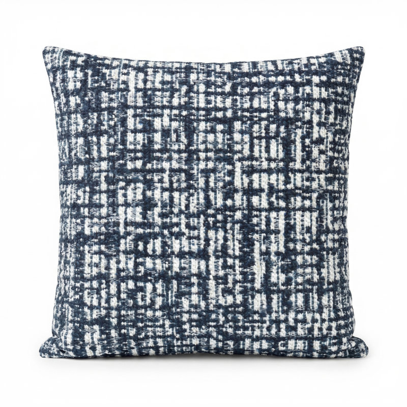 Lilly Hive Fitted Down Feather Outdoor Throw Pillow, Square 24", Feather, Navy Abstract