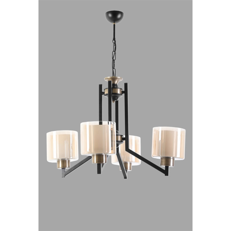 Lustre classique à 4 lumières avec abat-jour Mahaney, Noir