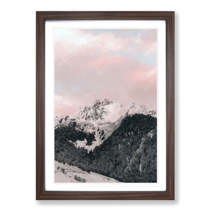 The Pink Mountain in Abstract - Picture Frame Graphic Art Print, 48cm H x 36cm W x 2cm D, Walnut Framed