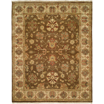 Tapis beige / brun en laine noué à la main Caldera