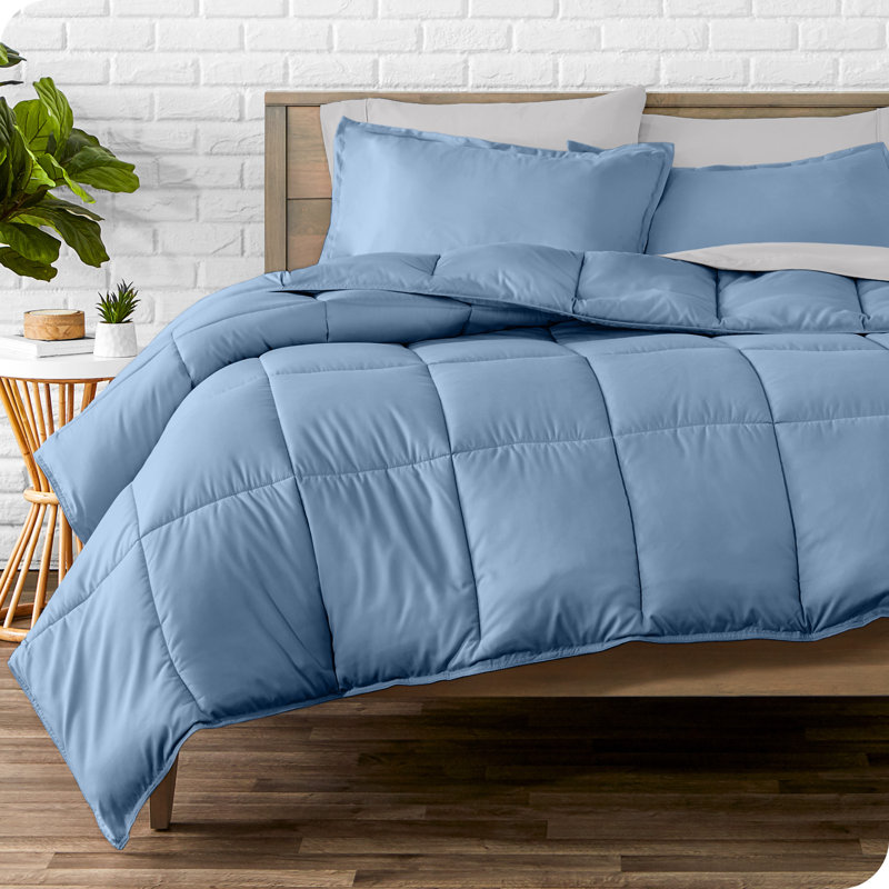 Microfiber Bed-In-A-Bag, California King Comforter + 6 Additional Pieces, Coronet Blue/Light Gray