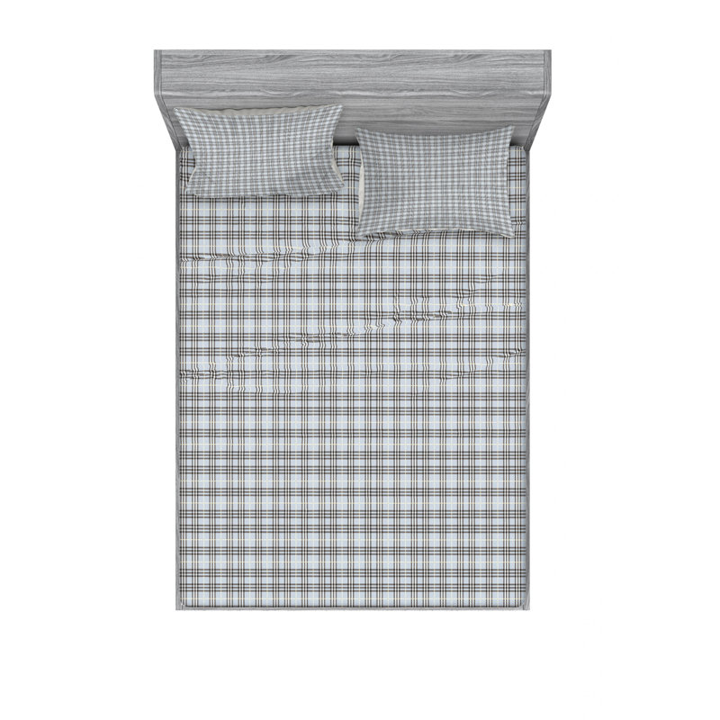 Ensemble de draps à carreaux, Ensemble de drap pour grand lit avec drap-housse