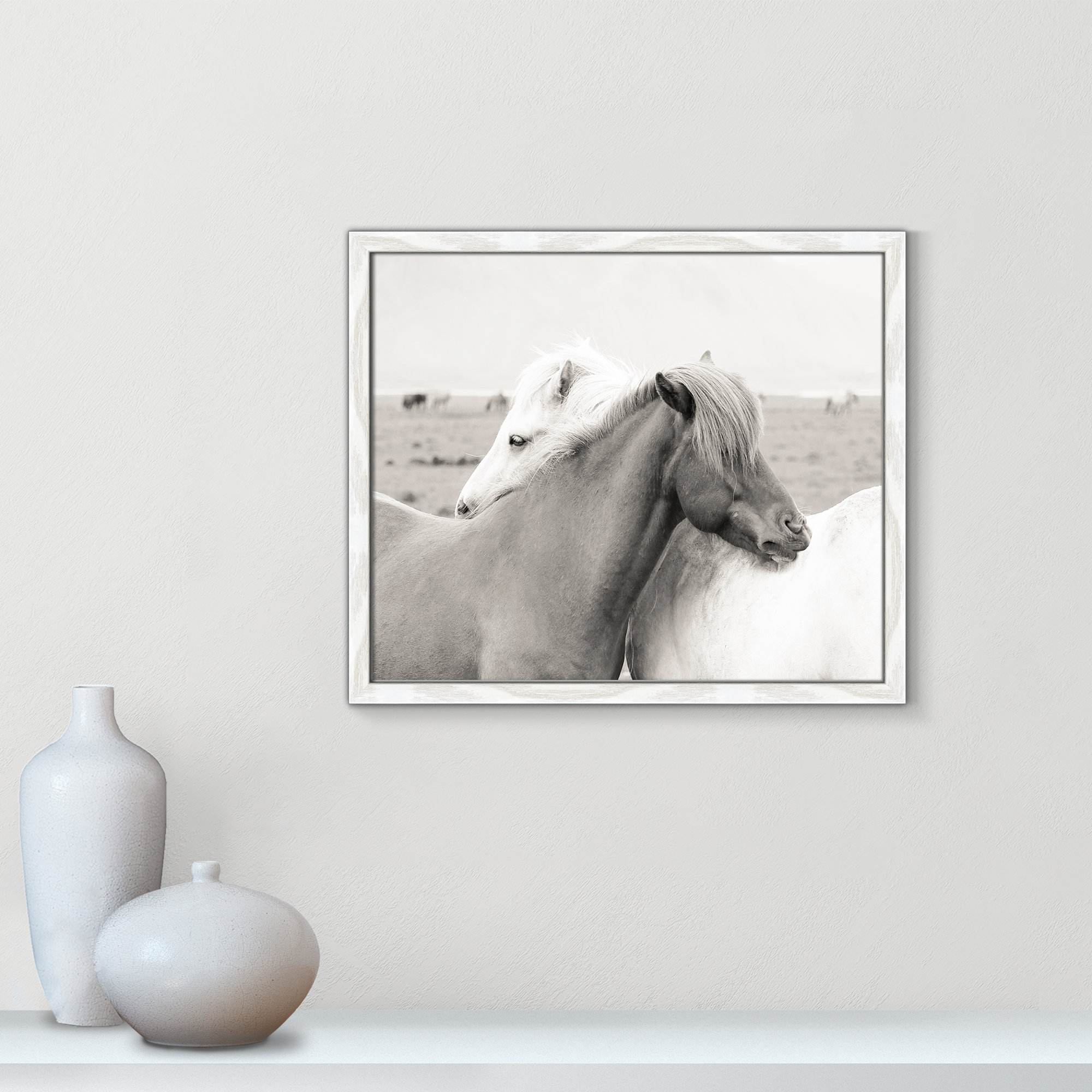 Icelandic Meadow Horses by Danita Delimont - Picture Frame Photograph on Paper, White Wood Grain Framed