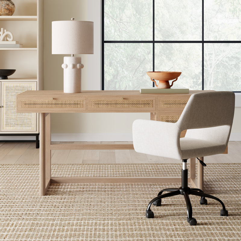 Cinna Solid Wood Writing Desk, Light Brown