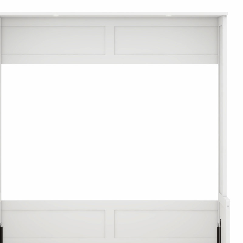 Lit escamotable tout-en-un avec bureau, lumières DEL et station de charge USB, Blanc