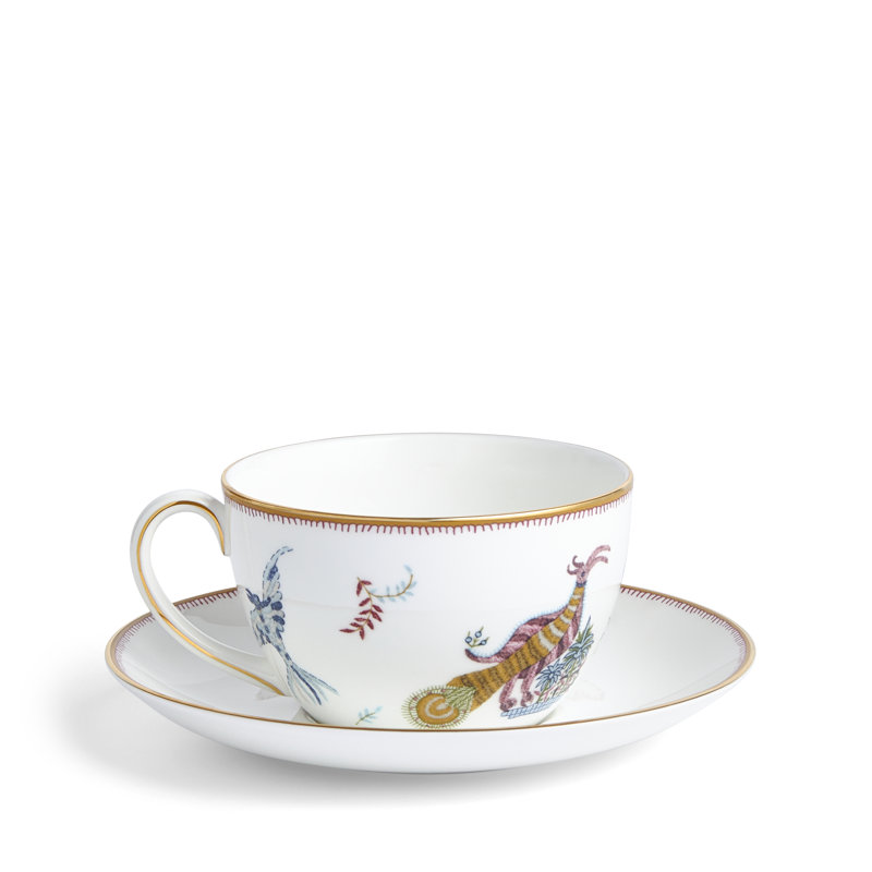 Mythical Creatures White and Gold Fine Bone China Teacup and Saucer Set