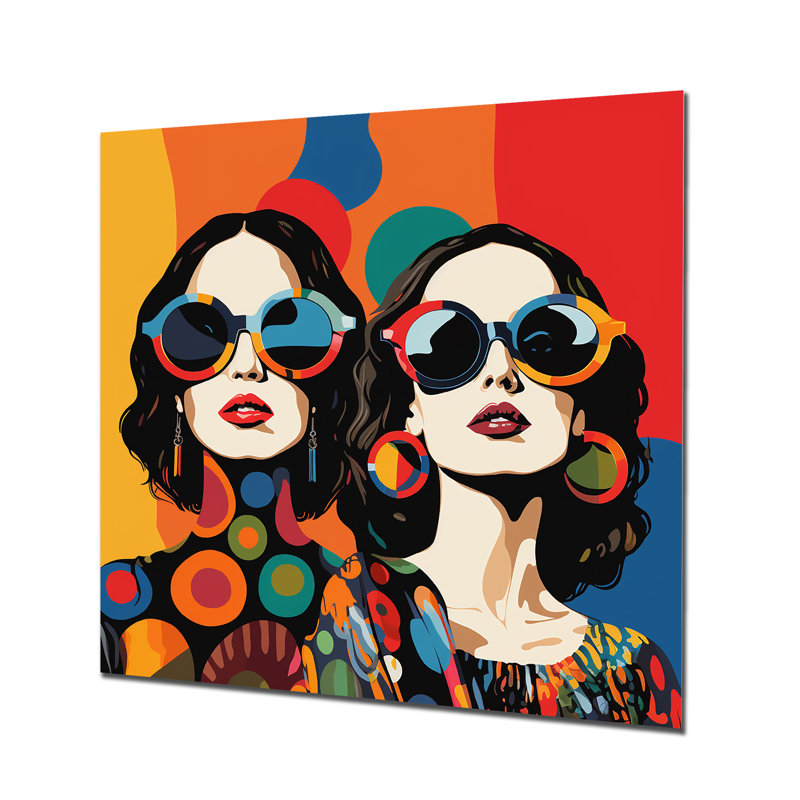 Rouge et bleu Matisse's Hippie Women I - mode, art mural en métal, H 16 po x l 16 po