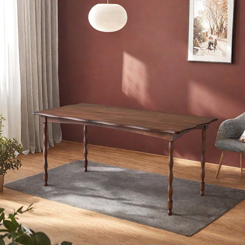 Table de salle à manger rétro en bois massif en forme de pétale, H 29,52 po x L 70,86 po x l 31,49 po